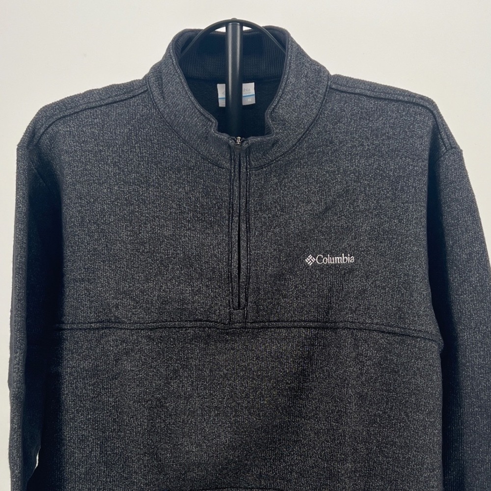 Columbia Quarter Zip Pullover Sweater Charcoal Gray XL Mens Fleece Lined Knit